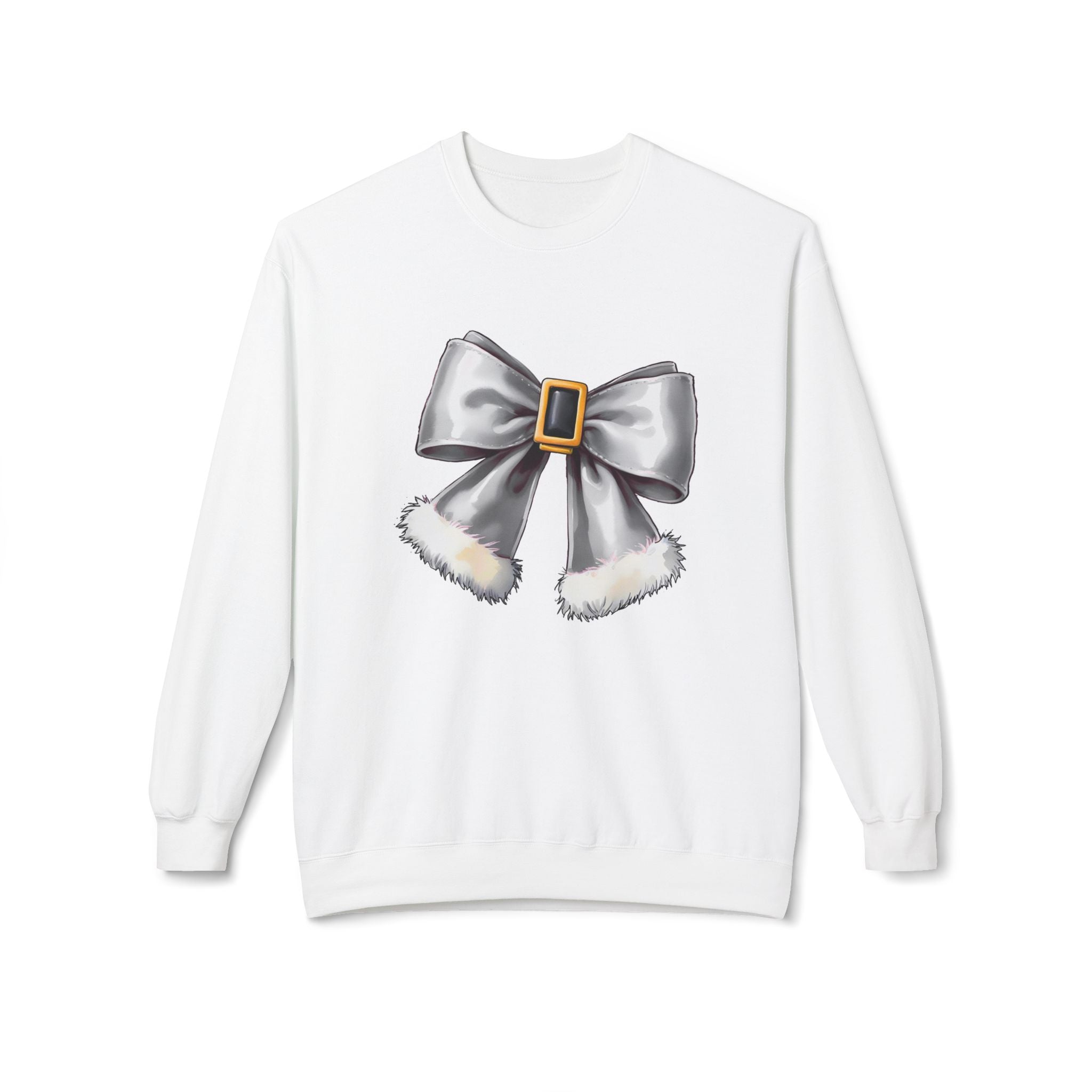 Festive Bow Fleece Crewneck Sweatshirt